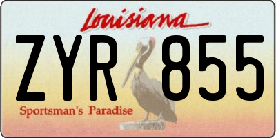 LA license plate ZYR855