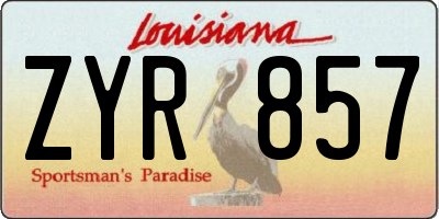 LA license plate ZYR857