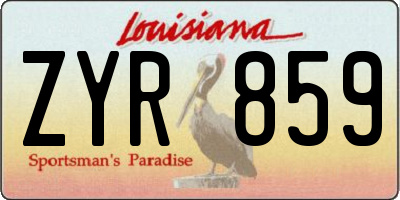 LA license plate ZYR859