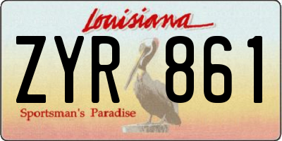 LA license plate ZYR861