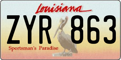 LA license plate ZYR863