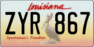 LA license plate ZYR867