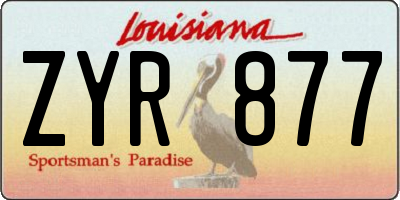 LA license plate ZYR877