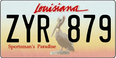LA license plate ZYR879