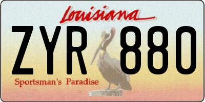 LA license plate ZYR880