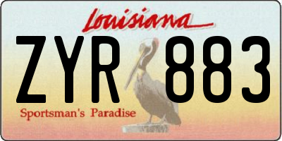 LA license plate ZYR883