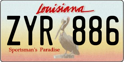 LA license plate ZYR886