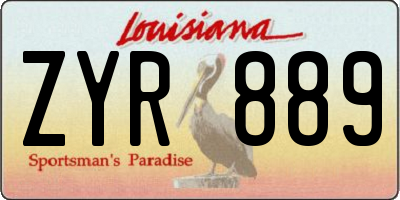 LA license plate ZYR889