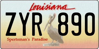 LA license plate ZYR890