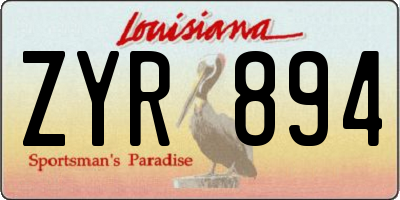 LA license plate ZYR894