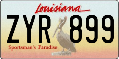 LA license plate ZYR899