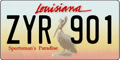 LA license plate ZYR901