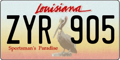 LA license plate ZYR905