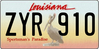 LA license plate ZYR910