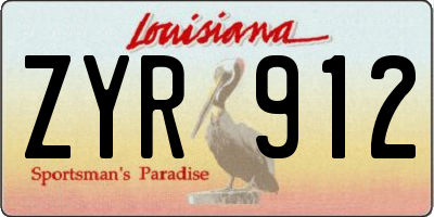 LA license plate ZYR912