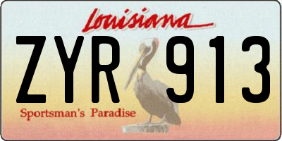 LA license plate ZYR913
