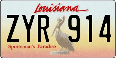 LA license plate ZYR914