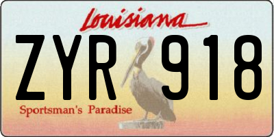 LA license plate ZYR918