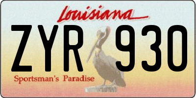 LA license plate ZYR930
