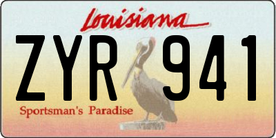 LA license plate ZYR941