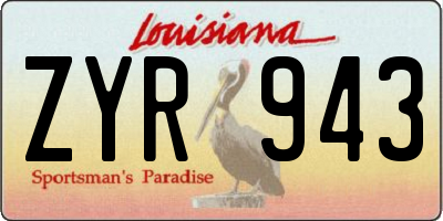 LA license plate ZYR943