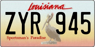 LA license plate ZYR945