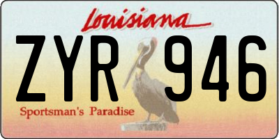 LA license plate ZYR946