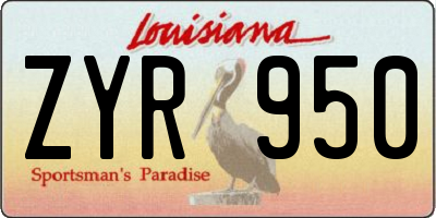 LA license plate ZYR950