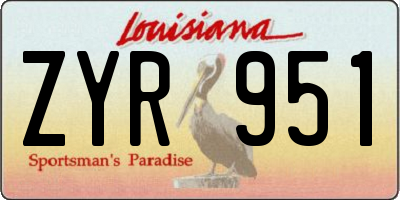 LA license plate ZYR951
