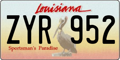LA license plate ZYR952