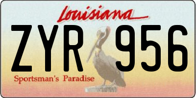 LA license plate ZYR956