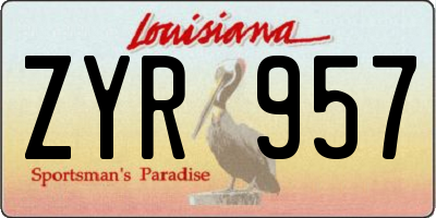 LA license plate ZYR957