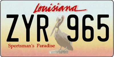 LA license plate ZYR965