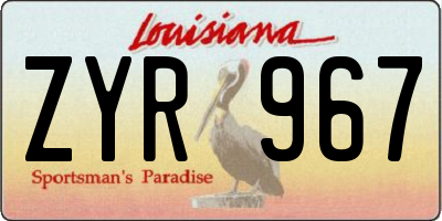 LA license plate ZYR967