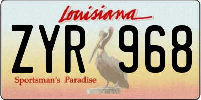 LA license plate ZYR968