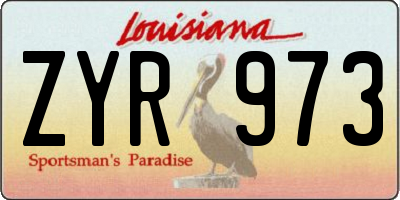 LA license plate ZYR973