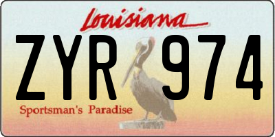 LA license plate ZYR974