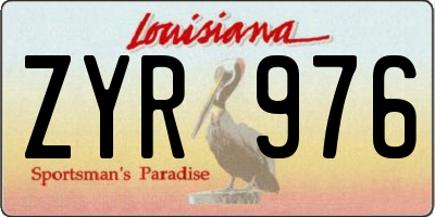 LA license plate ZYR976