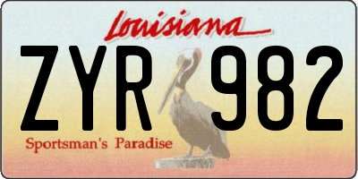 LA license plate ZYR982