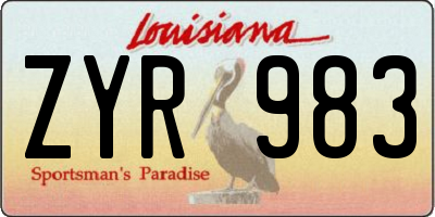 LA license plate ZYR983