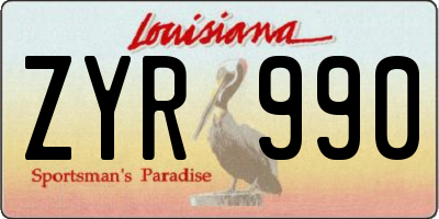 LA license plate ZYR990