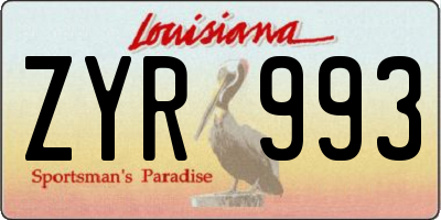 LA license plate ZYR993