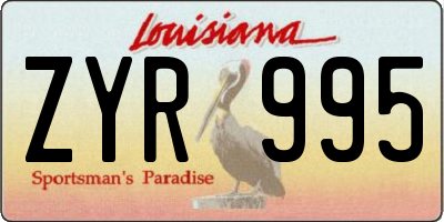 LA license plate ZYR995