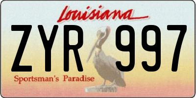 LA license plate ZYR997