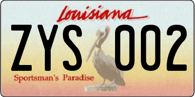 LA license plate ZYS002