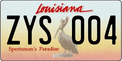 LA license plate ZYS004