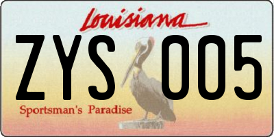 LA license plate ZYS005