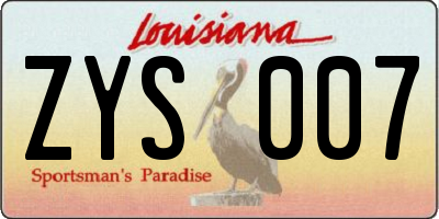 LA license plate ZYS007