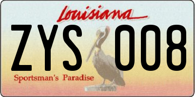 LA license plate ZYS008