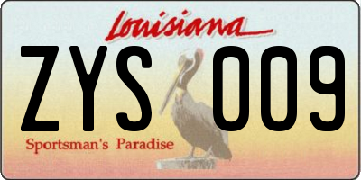 LA license plate ZYS009